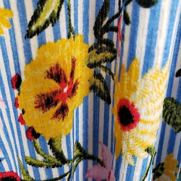 Aqua floral striped romper short - Picture 5 of 6